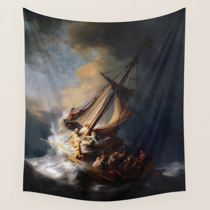 Stolen Painting - The Storm On The Sea Of Galilee By Rembrandt Wall Tapestry