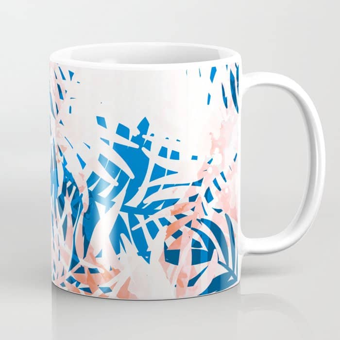 Tropical Palms Blue And Coral Coffee Mug
