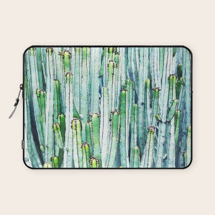 Lost Cactus, Watercolor Nature Painting, Botanical Neutral Illustration Minimal Drawing Jungle Laptop Sleeve