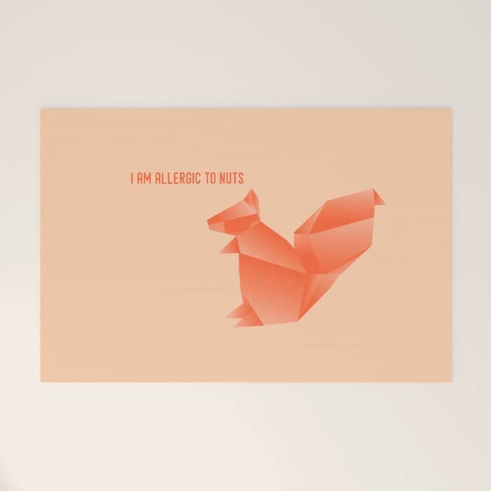 Allergic To Nuts - Origami Orange Squirrel Welcome Mat