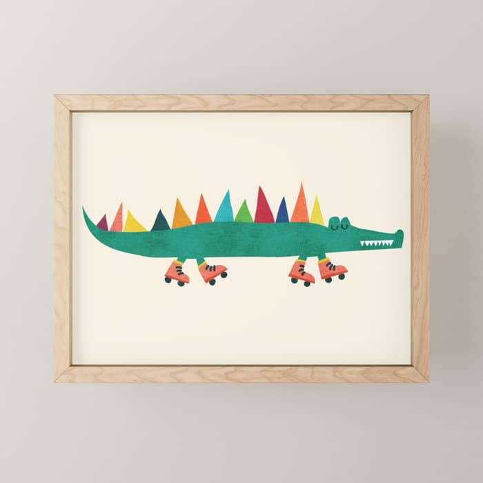 Crocodile On Roller Skates Mini Art Print