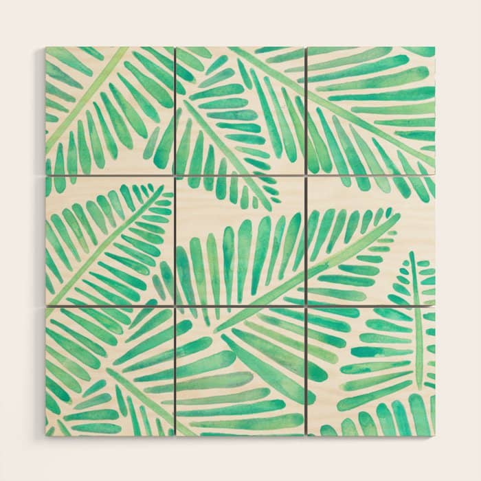 Tropical Banana Leaves - Mint Palette Wood Wall Art