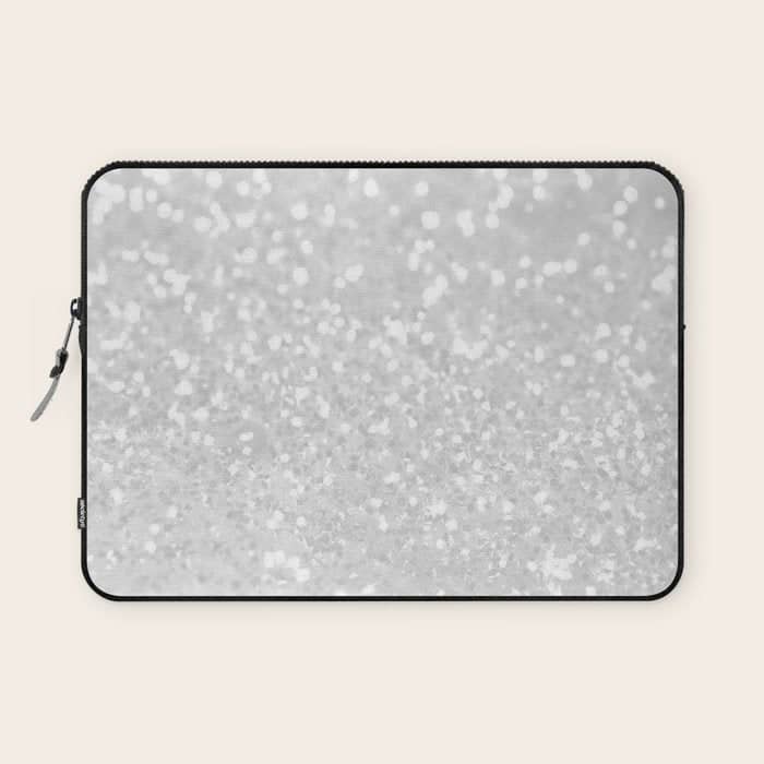 Chic Elegant Glamour White Faux Glitter Laptop Sleeve