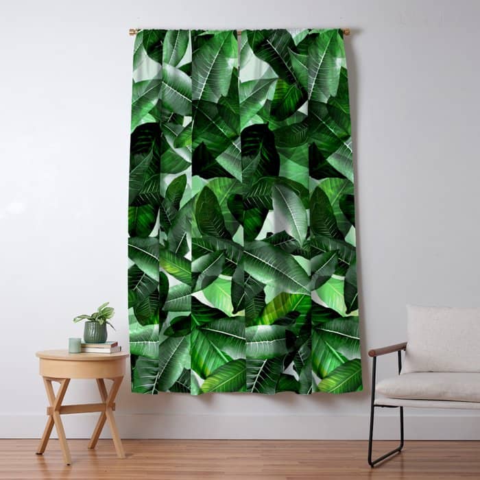 Banana Palm Leaf Tropical Jungle Green Window Curtain