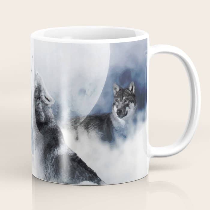 Winter Wolves, Wildlife Wolf Wild Dogs, Snow Full Moon Animals Photography Love Digital Art Coffee Mug