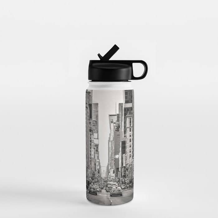 Sunset On 7th (Black And White Version) Water Bottle