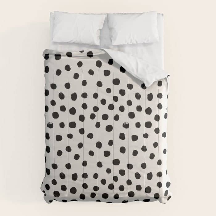 Preppy Brushstroke Free Polka Dots Black And White Spots Dots Dalmation Animal Spots Design Minimal Comforter