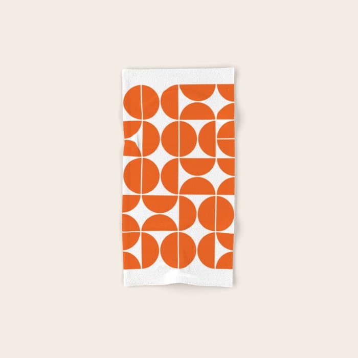 Mid Century Modern Geometric 04 Orange Bath Towel