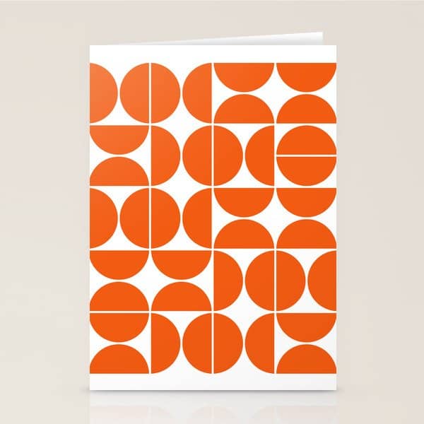 Mid Century Modern Geometric 04 Orange Stationery Card