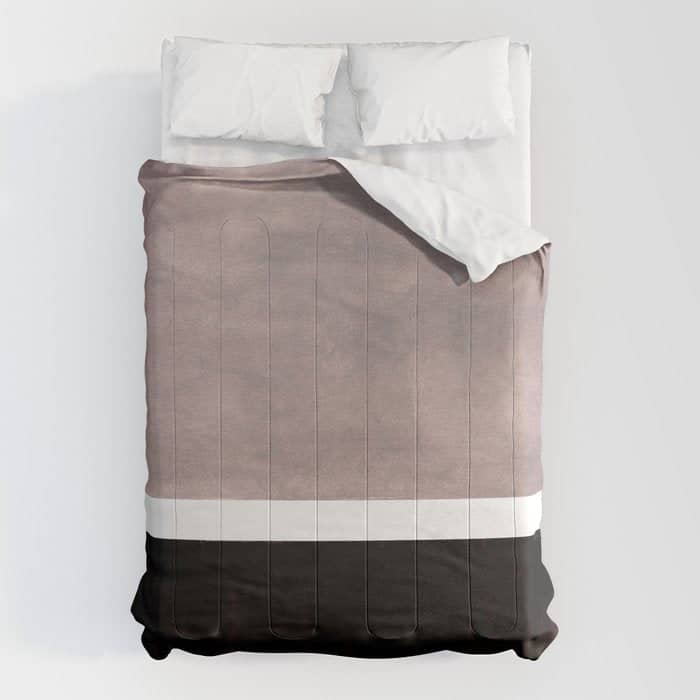 Mid Century Modern Minimalist Art Colorblock Rothko Inspired Squares Grey And Black Simple Abstract Comforter