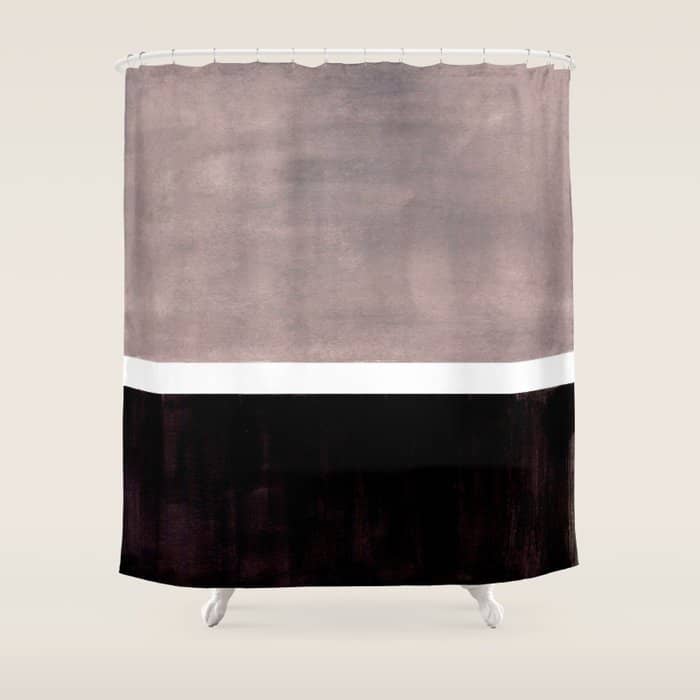 Mid Century Modern Minimalist Art Colorblock Rothko Inspired Squares Grey And Black Simple Abstract Shower Curtain