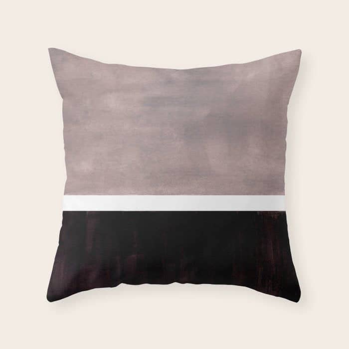 Mid Century Modern Minimalist Art Colorblock Rothko Inspired Squares Grey And Black Simple Abstract Throw Pillow