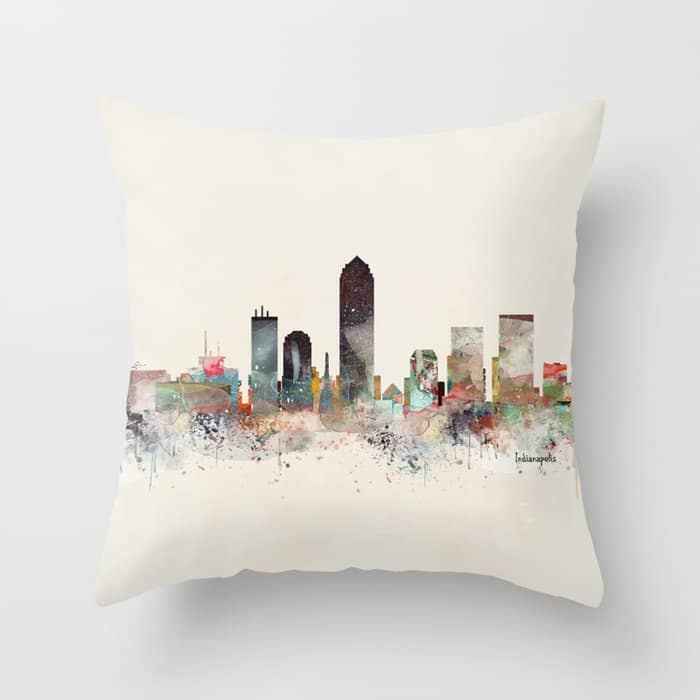 Indianapolis Indiana Skyline Throw Pillow