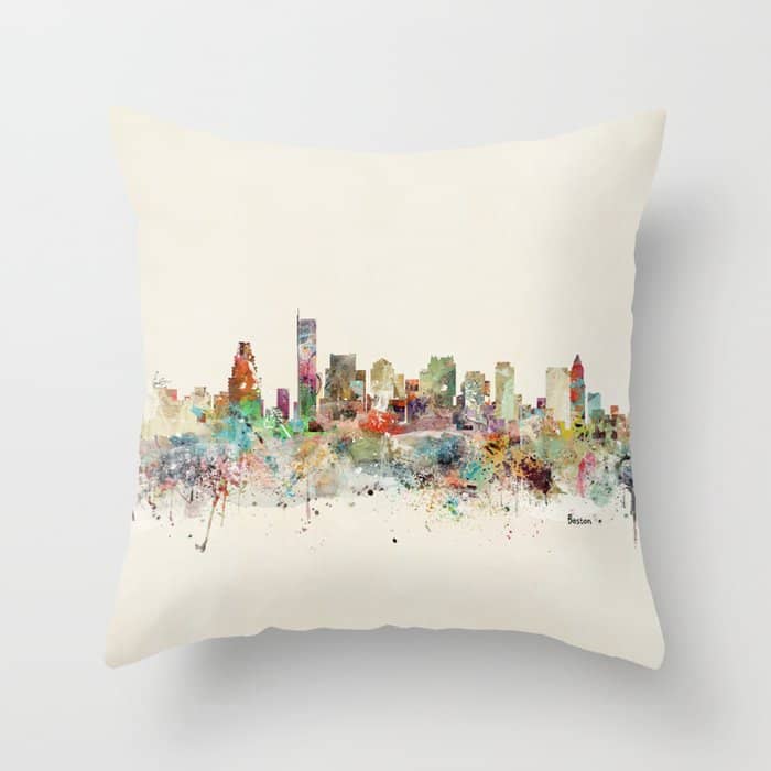 Boston Massachusetts Skyline Throw Pillow