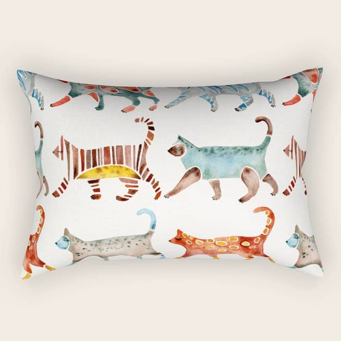 Cat Collection: Watercolor Rectangular Pillow