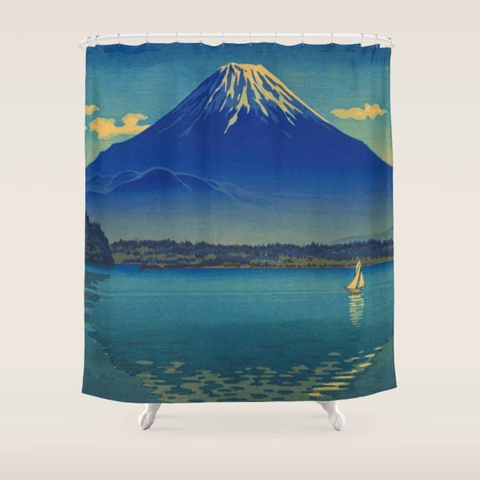 Tsuchiya Koitsu Vintage Japanese Woodblock Print Mount Fuji Shower Curtain