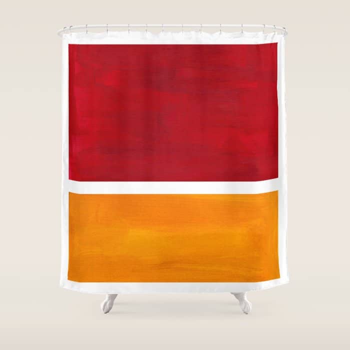 Burnt Red Yellow Ochre Mid Century Modern Abstract Minimalist Rothko Color Field Squares Shower Curtain