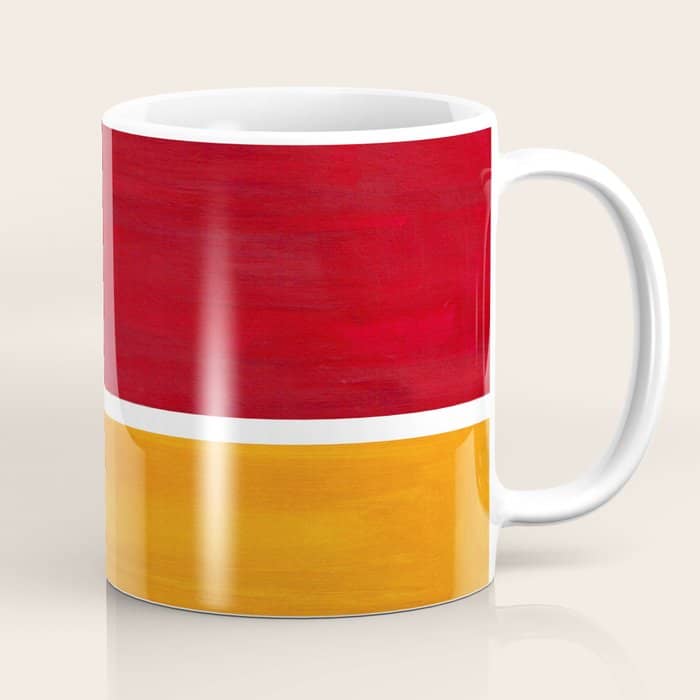Burnt Red Yellow Ochre Mid Century Modern Abstract Minimalist Rothko Color Field Squares Coffee Mug