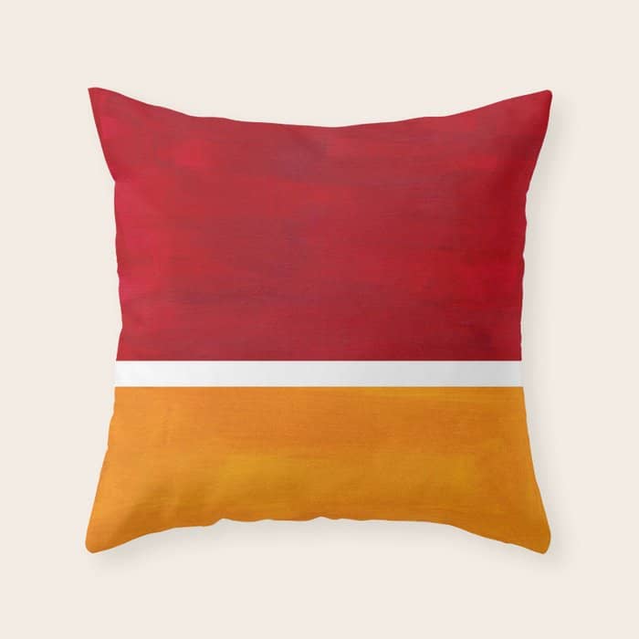 Burnt Red Yellow Ochre Mid Century Modern Abstract Minimalist Rothko Color Field Squares Throw Pillow