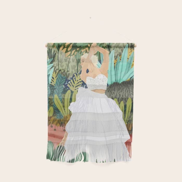 Forest Bride | Jungle Wedding Painting | Travel Solo | Blonde Woman Dancing Joy Wall Hanging