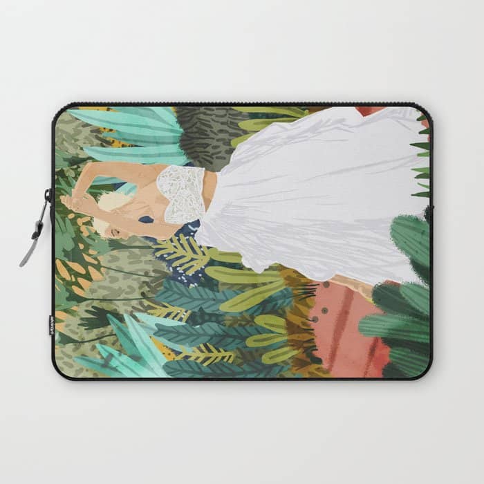 Forest Bride | Jungle Wedding Painting | Travel Solo | Blonde Woman Dancing Joy Laptop Sleeve