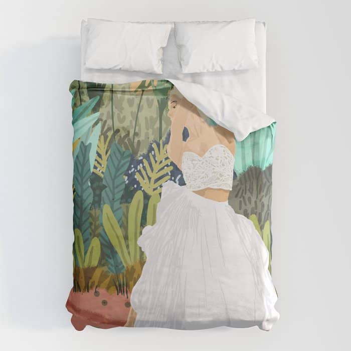 Forest Bride | Jungle Wedding Painting | Travel Solo | Blonde Woman Dancing Joy Duvet Cover