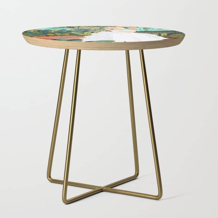 Forest Bride | Jungle Wedding Painting | Travel Solo | Blonde Woman Dancing Joy Side Table