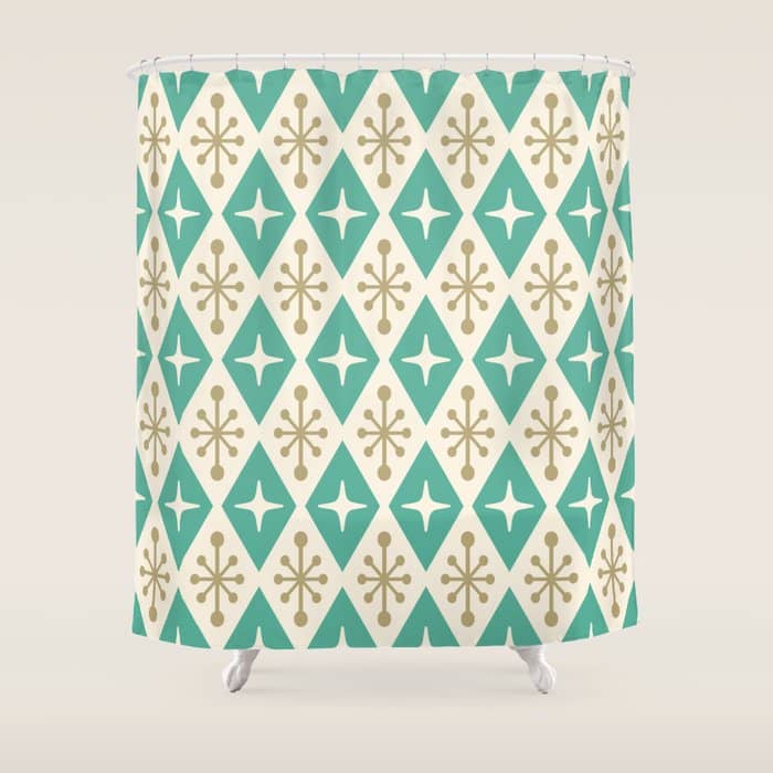 Mid Century Modern Atomic Triangle Pattern 105 Shower Curtain