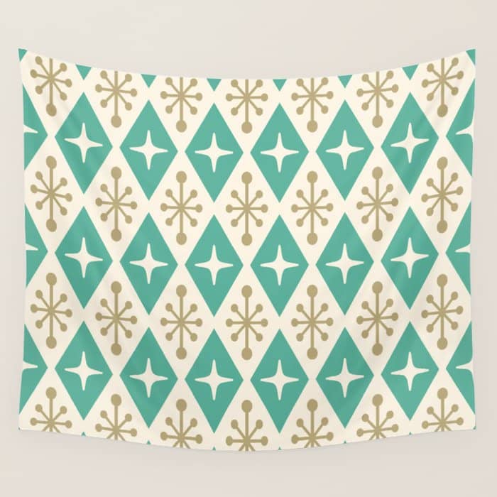 Mid Century Modern Atomic Triangle Pattern 105 Wall Tapestry