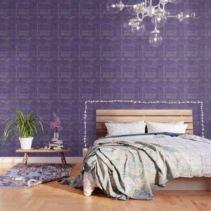 Tribal Ethnic Pattern Silver On  Purple Wallpaper