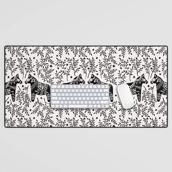 Swedish Dala Horses - Black Palette Desk Mat