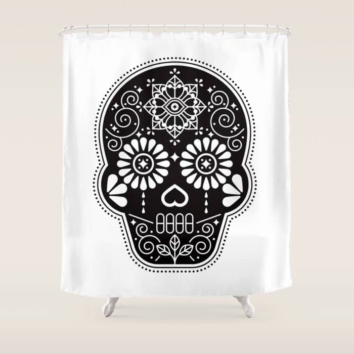 Dã­A De Muertos Calavera â¢ Mexican Sugar Skull - Black Palette Shower Curtain