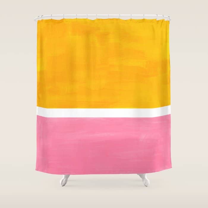 Pastel Yellow Pink Rothko Minimalist Mid Century Abstract Color Field Squares Shower Curtain