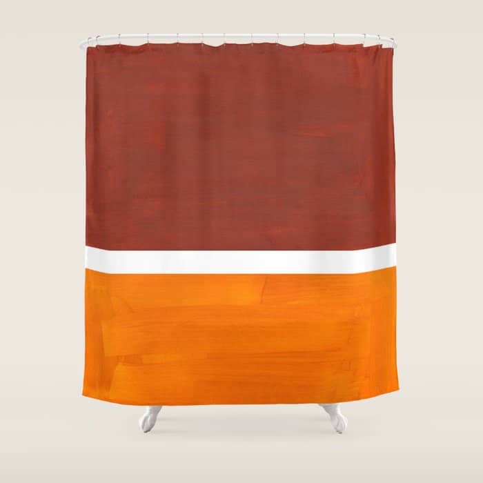 Burnt Sienna Yellow Ochre Rothko Minimalist Mid Century Abstract Color Field Squares Shower Curtain
