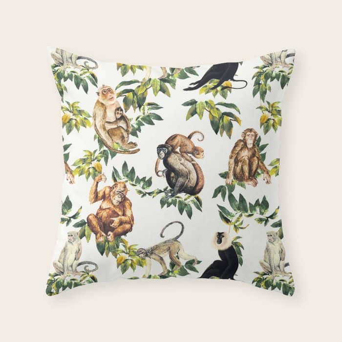 Monkeys, Orangutans And More Throw Pillow