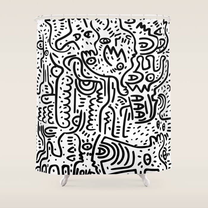 Street Art Graffiti Love Black And White Shower Curtain