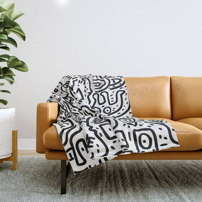 Street Art Graffiti Love Black And White Throw Blanket