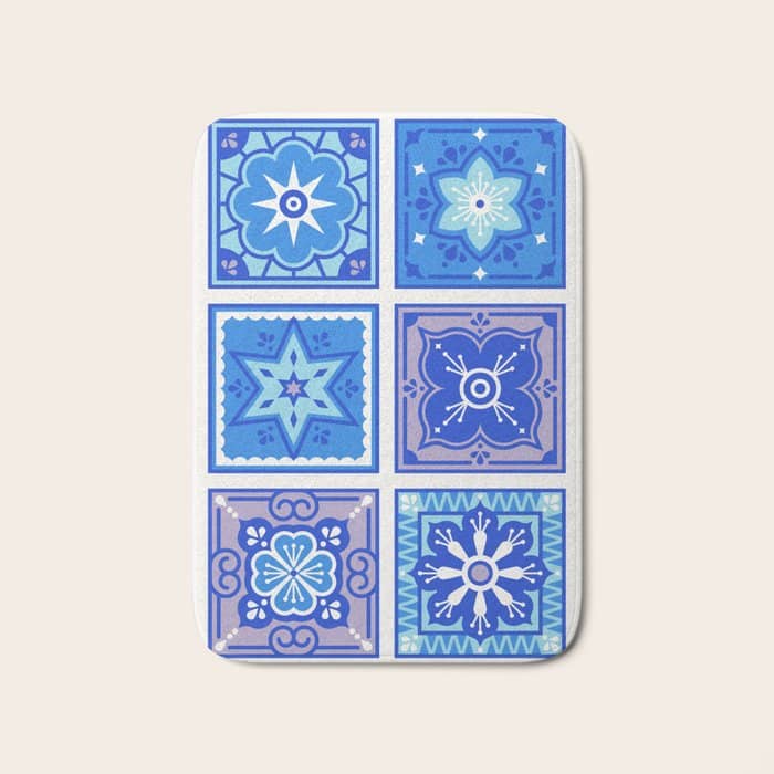 Talavera Mexican Tile - Blue Palette Bath Mat