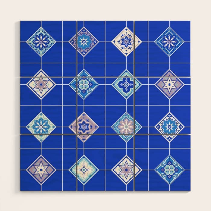 Talavera Mexican Tile - Blue Palette Wood Wall Art