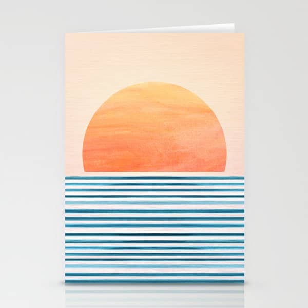 Tropical Sunrise Abstract Landscape Stationery Card