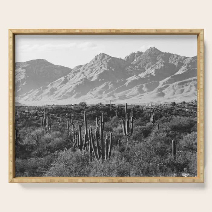 Wild West Iii - Tucson - Black & White Version Serving Tray