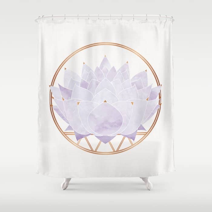 Lavender Lotus Blossom Watercolor Shower Curtain
