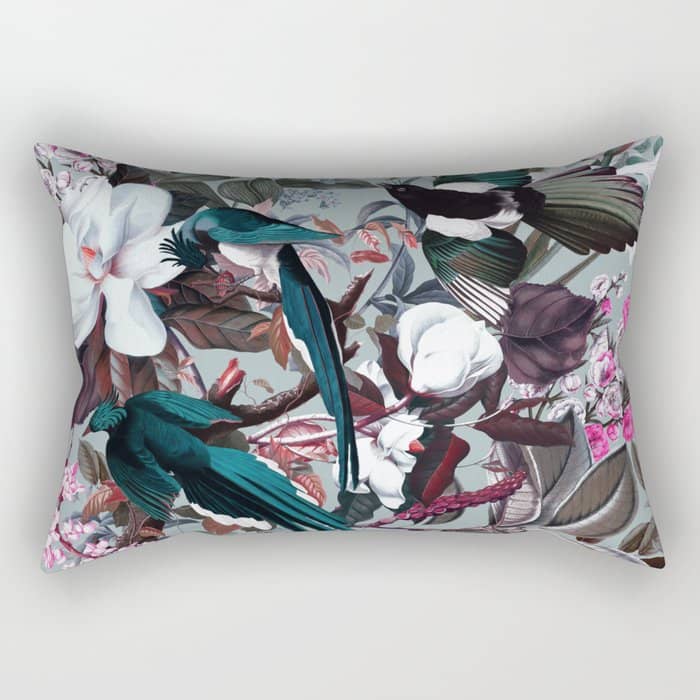 Floral And Birds Xxiv Rectangular Pillow