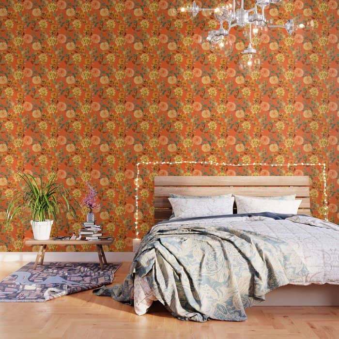 Vintage & Shabby Chic - Warm Sunny Yellow Flower Garden Wallpaper
