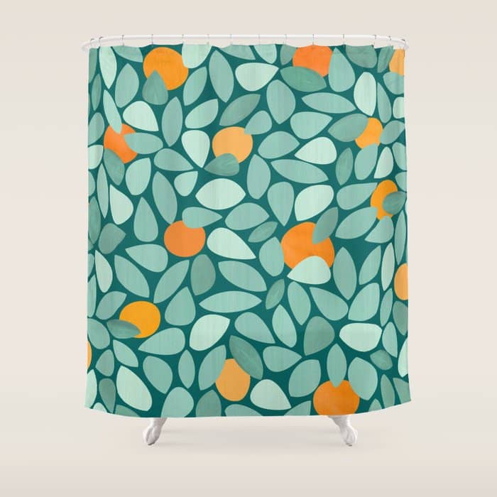 Sunny Orange Grove Abstract Pattern Shower Curtain