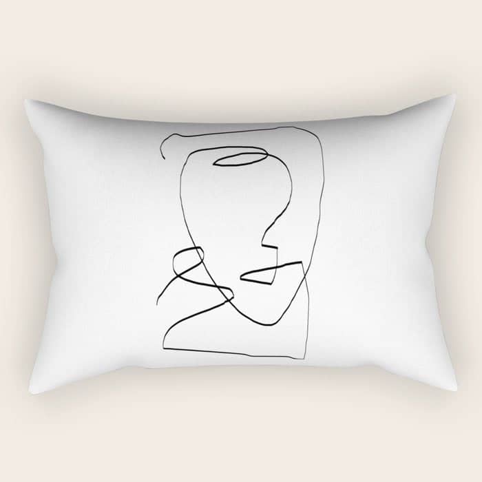 Abstract Head, Minimalist Line Art Rectangular Pillow