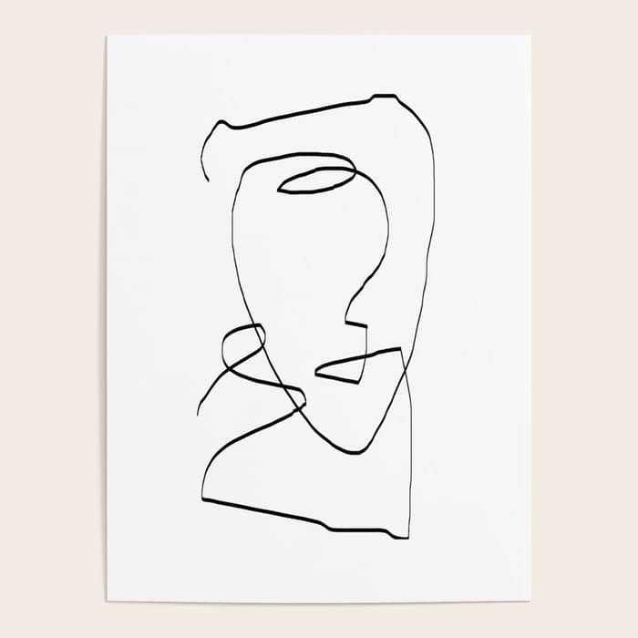 Abstract Head, Minimalist Line Art Poster