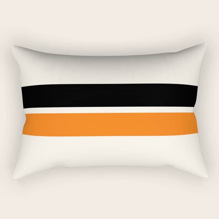 2 Stripes Black Orange Rectangular Pillow