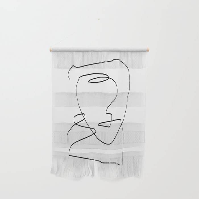 Abstract Head, Minimalist Line Art Wall Hanging