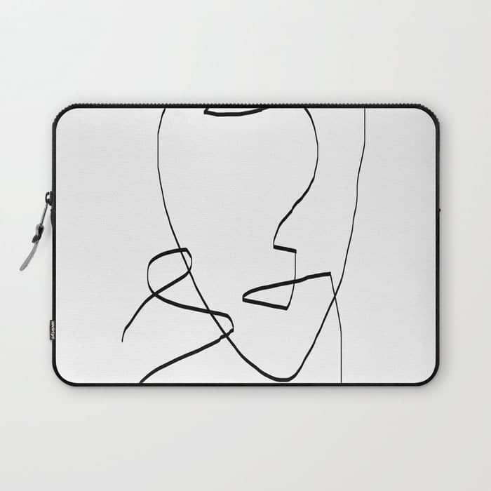 Abstract Head, Minimalist Line Art Laptop Sleeve